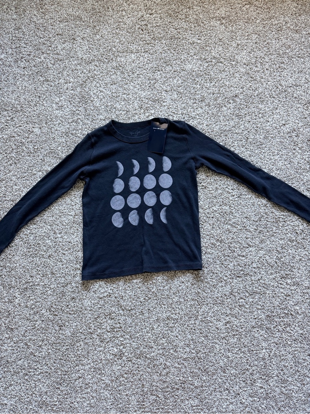 NWT Brandy Melville Long-Sleeve Moon Phases LS Top - Black